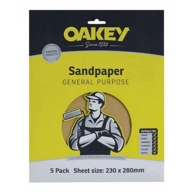 Oakey General Purpose Glasspaper - Medium (Pack Of 5) (ST6124)