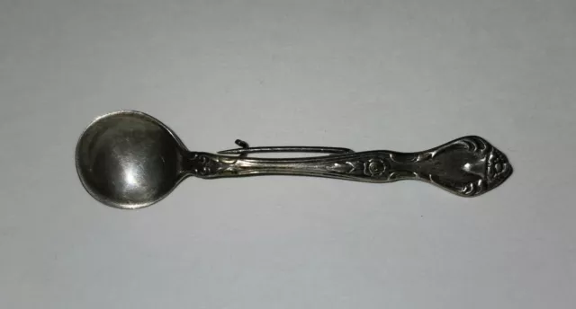 Antique Umbria Italian Sterling Silver Salt Spoon Brooch 2"  No. 2/2