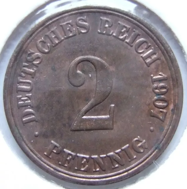 Moneta Reich Tedesco Impero Tedesco 2 Pfennig 1907 A IN Extremely fine /