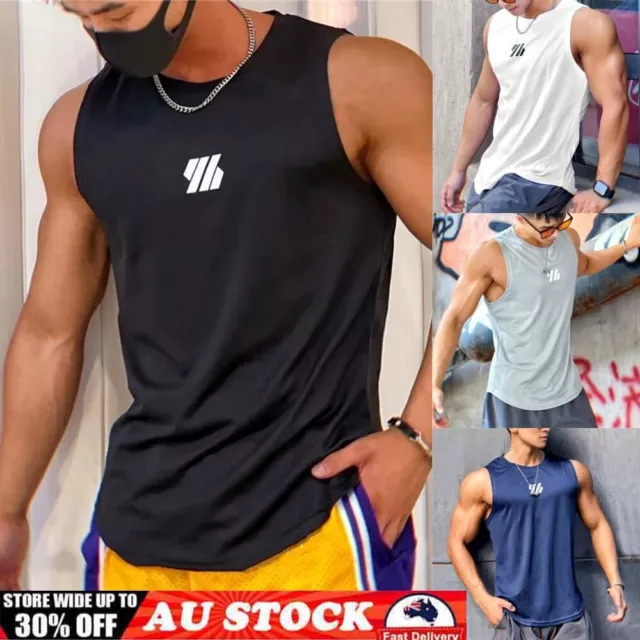 Men Quick Dry Bodybuilding Tank Top Gym Fitness T Shirt Stringer Singlet Vest