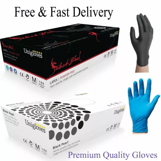 Black & Blue Nitrile & Latex Disposable Gloves Powder Free  Tattoo -Mechanic