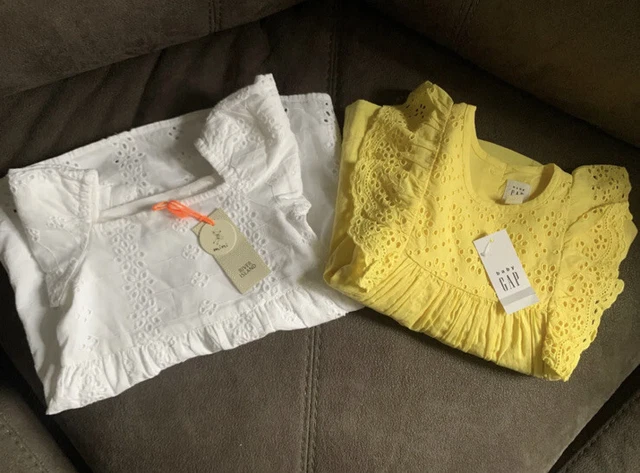 PAIR OF BABY GIRL'S DRESSES - RIVER ISLAND & GAP - 6 to 12 Months - NEW
