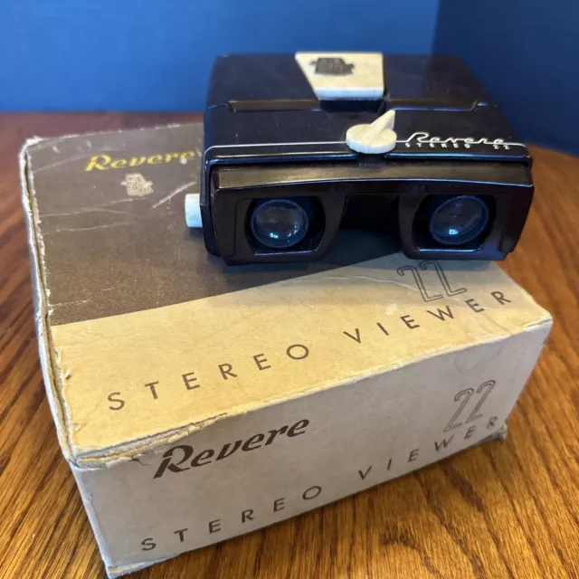 Visor de diapositivas estéreo Revere 22 vintage no funciona con caja original