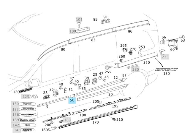Hecktür Formstreifen Für Vito W639 2003-2014 - Rechtsseitiger Ersatz Zierleiste