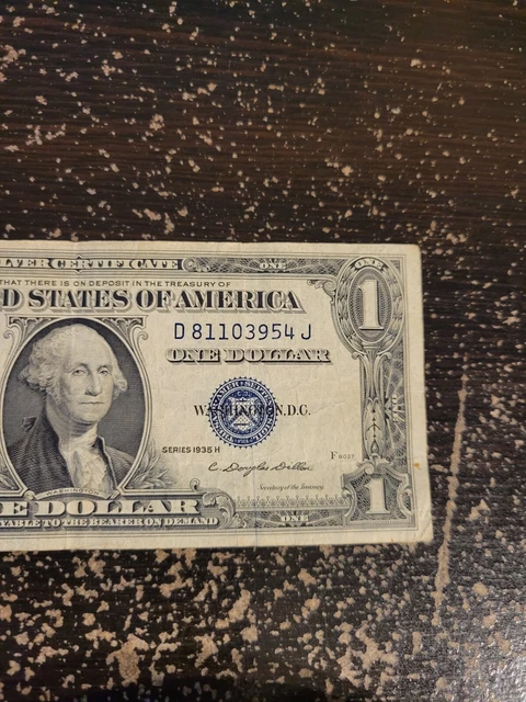 1935-H Silver Certificate $1 Blue Seal US Paper Money D81103854J