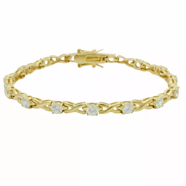 Bracelet de Tennis Massif 585er or Jaune Zircon 14 Carat Infini Infinity Femmes