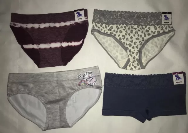 New  Justice 6-7 Hipster Bikini Shortie Panties Briefs Four Pair Nwt