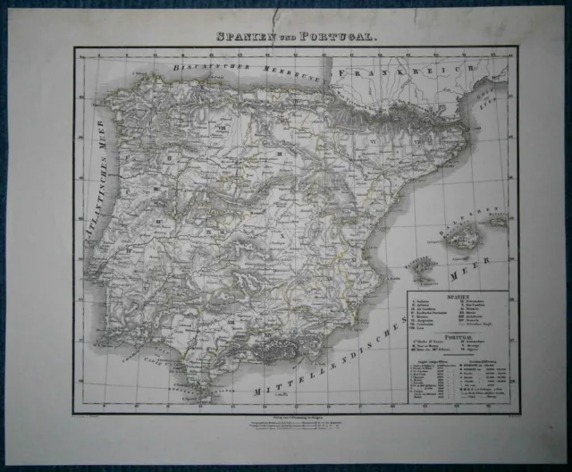 1848 Sohr Berghaus map SPAIN AND PORTUGAL, #51