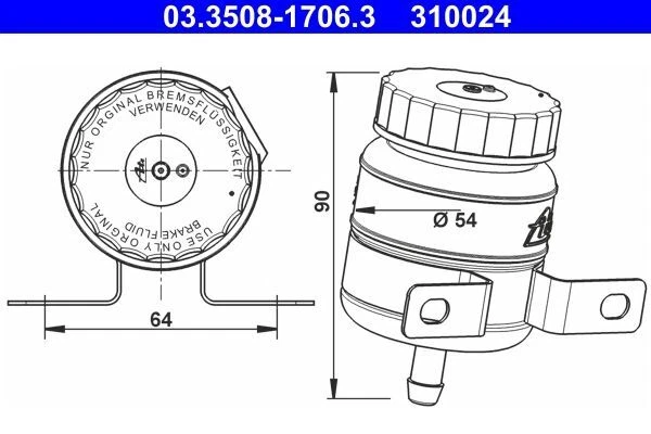 Vase D'Expansion, le Liquide de Frein, ATE 03.3508-1706.3