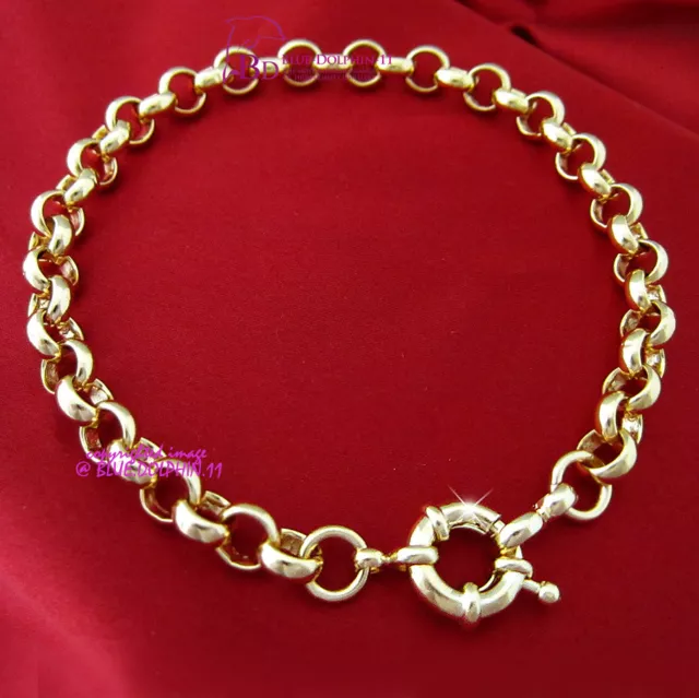 Women Girl Real Solid 9k Yellow Gold GF Bracelet Bangle Belcher Chain Ring Clasp