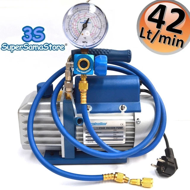 Pompe à vide 42 Lt/min VPM42 + kit manomètre universel 2 voies | SUPER