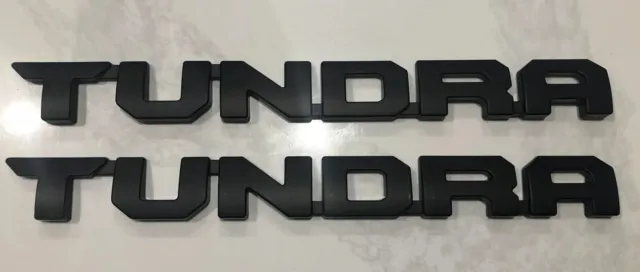 2x TUNDRA Letter Door Emblm Nameplate Matte Black (Fits Toyota Tundra 2014-19)
