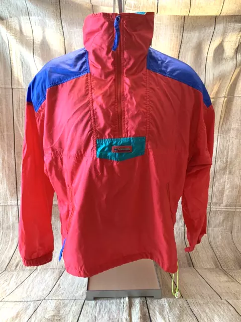 Vintage Columbia Radial Sleeve Neon Color Jacket Windbreaker Men's Size Medium