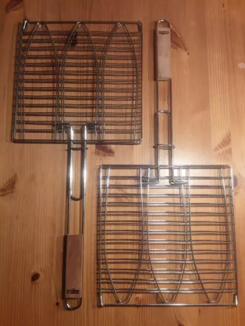 2x Faltbarer BBQ Grillkorb Fischbräter Huolewa Tragbares Grill Fischhalter 28cm