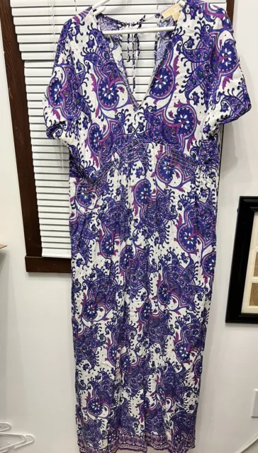 Michael Kors Purple paisley dress! size L Flows Beautiful