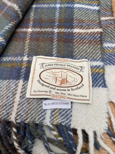 GENUINE VINTAGE JAMES Pringle Weavers Blue Stewart Tartan 70 Wool Blanket Throw 28.50 PicClick UK
