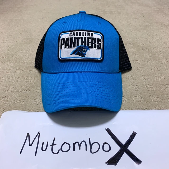 New Carolina Panthers NFL Football Box Logo Blue Trucker Snapback Cap Hat