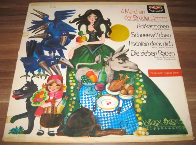 4 Cuento de Hadas El Brüder Grimm: Caperucita Roja Ua Tiovivo Hörspiel Vinilo LP