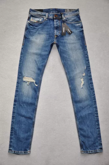 New Diesel Tepphar 084Xt 29-30 L32 Carrot Man Mens Jeans Blue Distressed Frayed