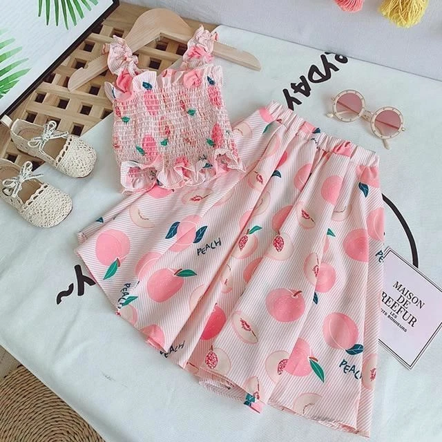 2 PC / Set Ragazze Estate Abbigliamento Coreana Jeans Manica Corta T-Shirt + 6