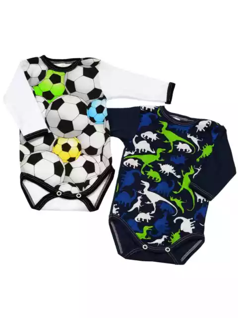 Langarm Body Strampler Baby Motiv Baumwoll Jungen 2 Tlg Set Pack 22799