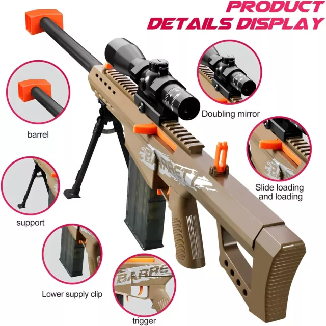 Barrett M82 Sniper /Soft Bullet Dart Toy Gun/Rifle/Fully Automatic/Realistic Fun 3