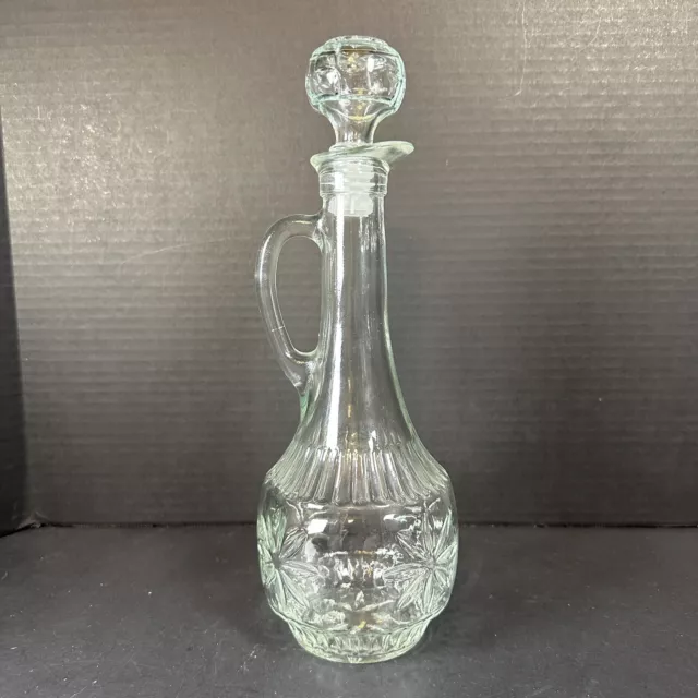 12" Tall Clear Crystal Glass Pitcher/Decanter with Stopper. See Photos