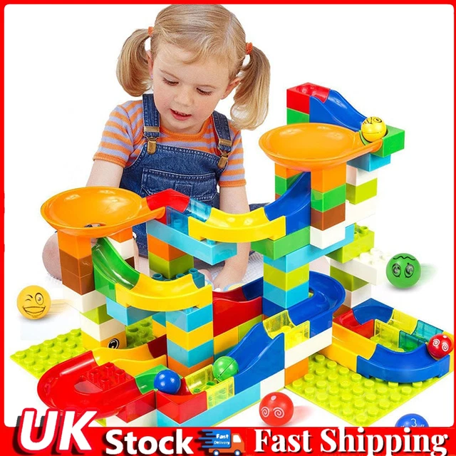 Kids Marble Run Building Blocks Set, DIY Construction Maze Track Educational Toy