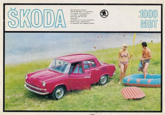 Skoda 1000 MBT Saloon 1969-70 UK Market Single Sheet Sales Brochure FAIR