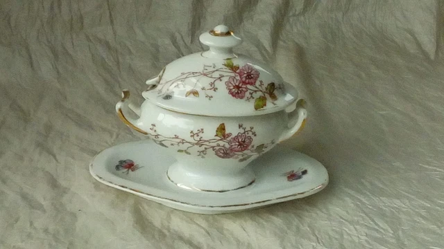 Service a condiments ancien en porcelaine