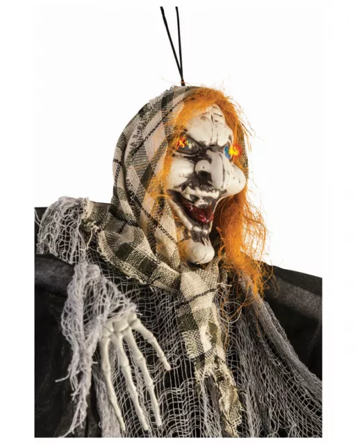 Hexe mit LED Augen Hänge Dekofigur 90cm für Halloween