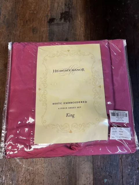Highgate Manor Rose 4 Piece 100% Cotton Sheet Set 400 TC King New (CL)