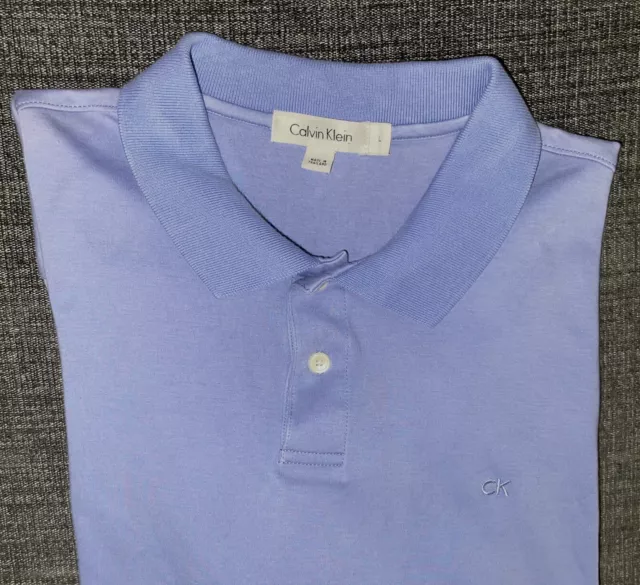 MENS CALVIN KLEIN Short Sleeve Blueish Purple Polo Shirt Large - EUC ...