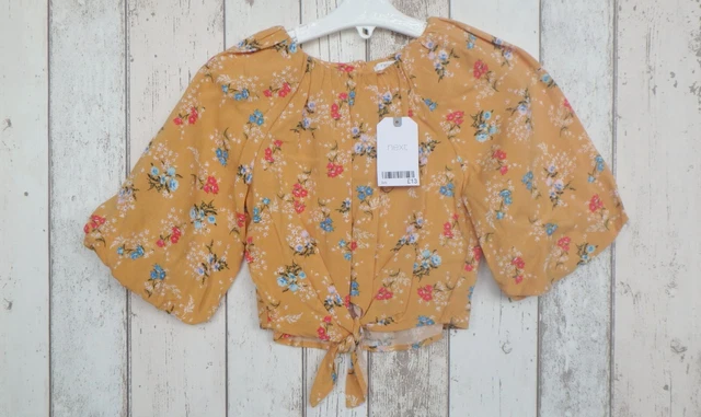 BNWT Pretty Girls Mustard Floral Print Tie Front Top - Next (3 years)