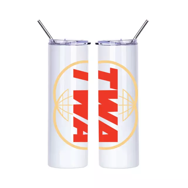 TWA Trans World Airlines Retro Logo Insulated 20oz Skinny Travel Tumbler Mug Cup