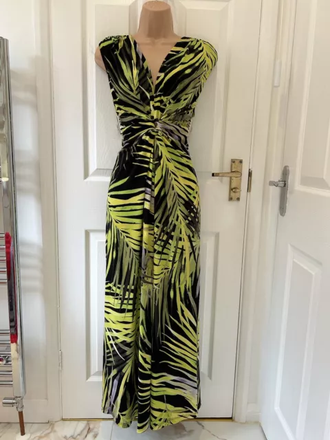 BLACK & GREEN PALM LEAF HOLIDAY/PARTY/OCCASION MAXI DRESS by ROMAN size 18
