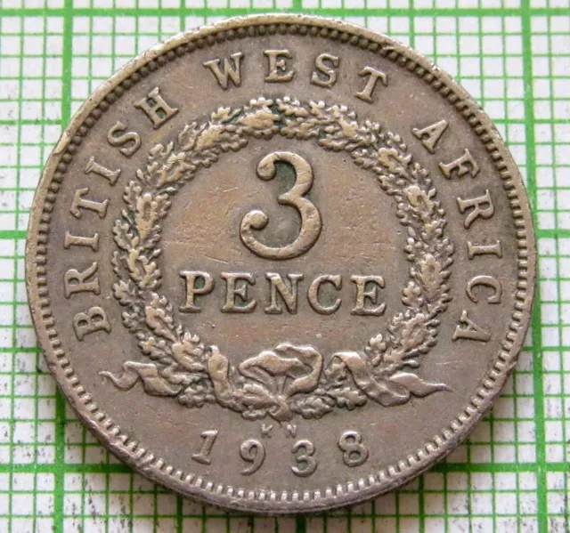 BRITISH WEST AFRICA King GEORGE VI 1938 KN 3 PENCE - 1 coin BWA 1938 KN 3 PENCE