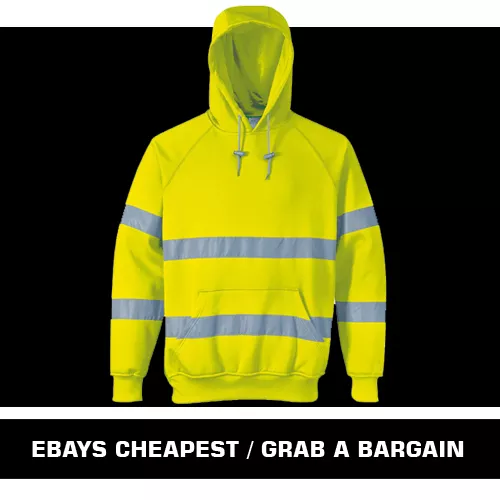 Men's Hi Vis Viz Yellow Orange Hoodie Sweatshirt PPE Hi Visibility