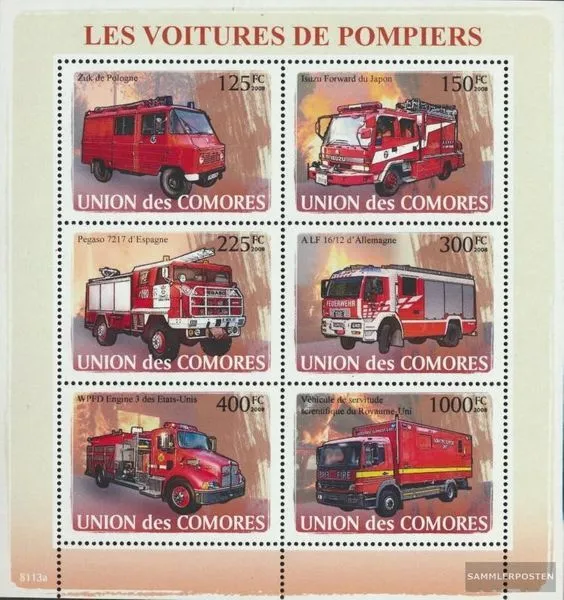 Komoren 1819-1824 Kleinbogen (kompl. Ausg.) postfrisch 2008 Feuerwehrfahrzeuge