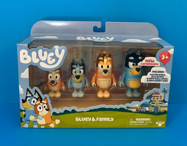 FIGURINE BLUEY AND FamilyPack de 4, Bluey, Bingo, Bandit & Chilli