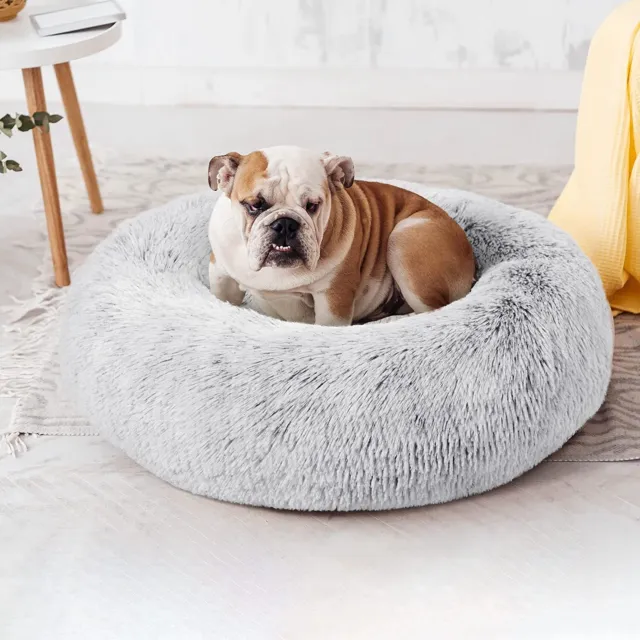 28x28" Donut Plush Pet Dog Cat Bed Fluffy Soft Warm Calming Bed Sleeping Kennel 4