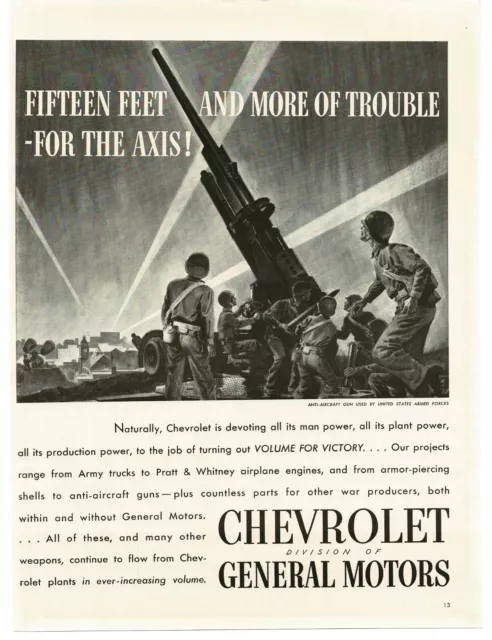 1943 CHEVROLET WWII 90mm M1A1 Anti-Aircraft Gun 15-Footer art Vintage ...