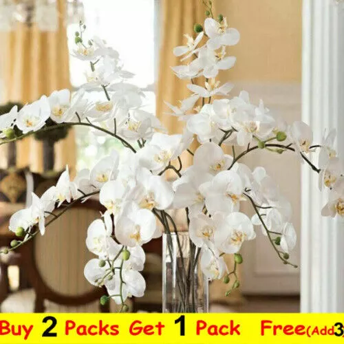 Fake Flower Artificial Butterfly Orchid 2 Bundle Home Wedding Phalaenopsis Decor