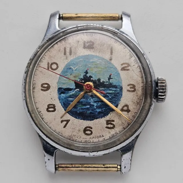 1950s POBEDA ZIM Vintage Mechanical Wrist Watch Soviet USSR Painted Dial ship