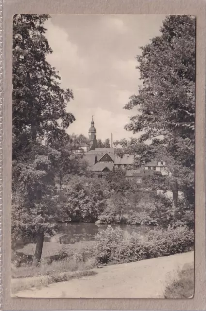 Ansichtskarte Hermsdorf/Stadtroda - Ortsansicht mit Blick zur Kirche - s/w
