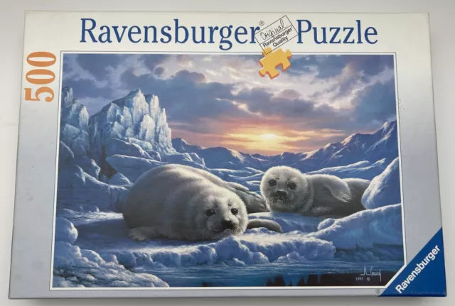 Ravensburger Puzzle, Robben, Babys, im ewigen Eis, 500 Teile, 1996, 49 x 36 cm