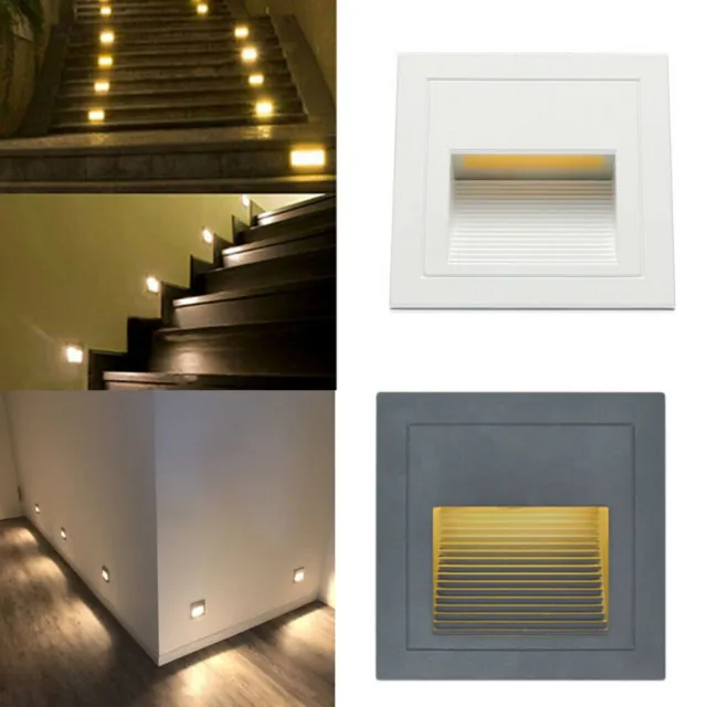 LED Recessed Wall Stair Light Pathway Corner Lamp Waterproof 3W Warm Cool White