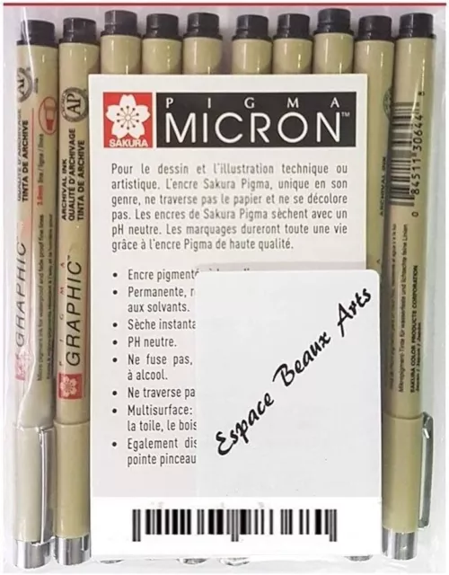 Sakura Pigma Micron 14 Fineliners Noir. 003,005,01,02,03,04,05,08,10,12,1,2,3 2