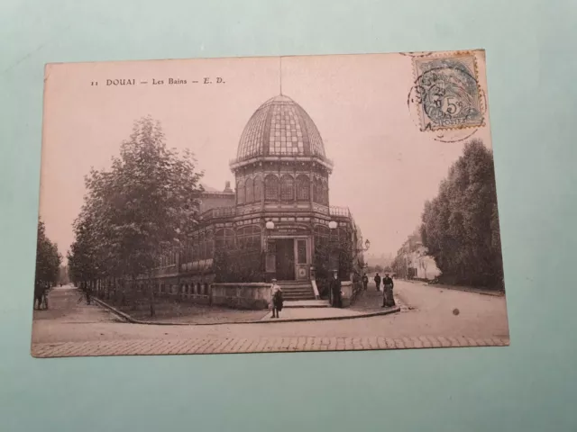  Carte postale de Douai en N/B  de 1906 Les Bains