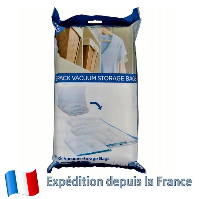 Lot 5 Sacs De Rangement Sous Vide 40x50cm - Sacs Compression Voyage Réutilisables Pour Vêtements Et Literie